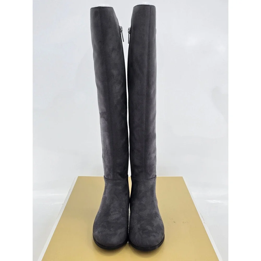 Michael Michael Kors Bromley Flat Boot Womens 5.5 Charcoal Stretch Faux Lthr NEW